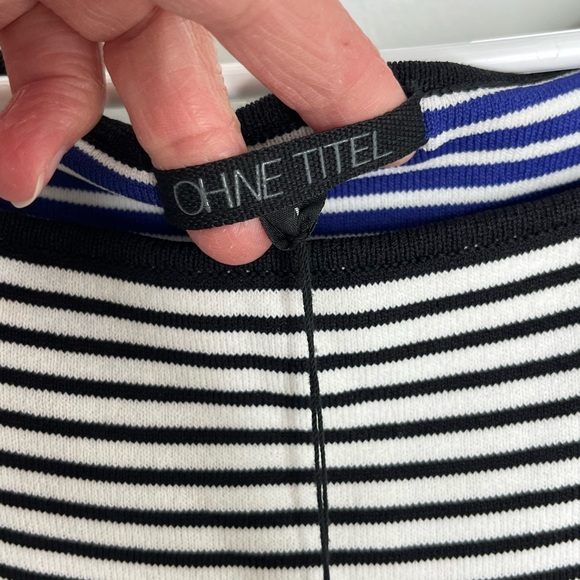 Ohne Titel Striped Knit Fit-and-Flare Dress Black White and Blue Size Large - Picture 5 of 9